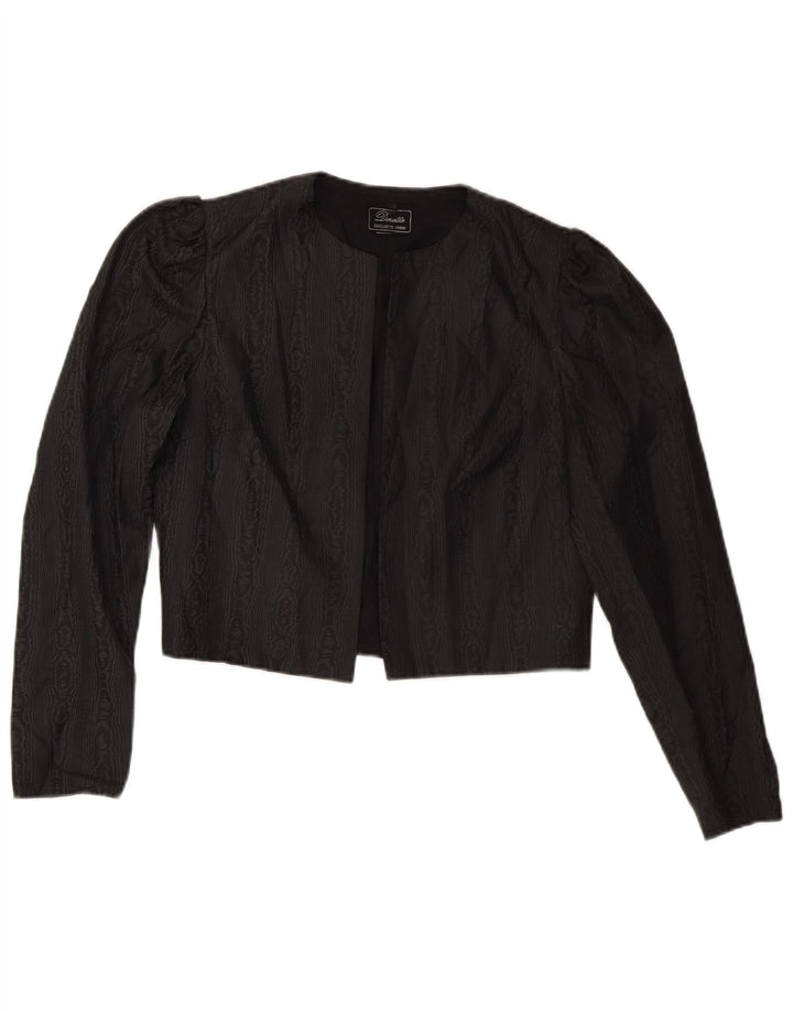 DORETTE Womens Open Bolero Jacket EU 40 Medium Black Animal Print