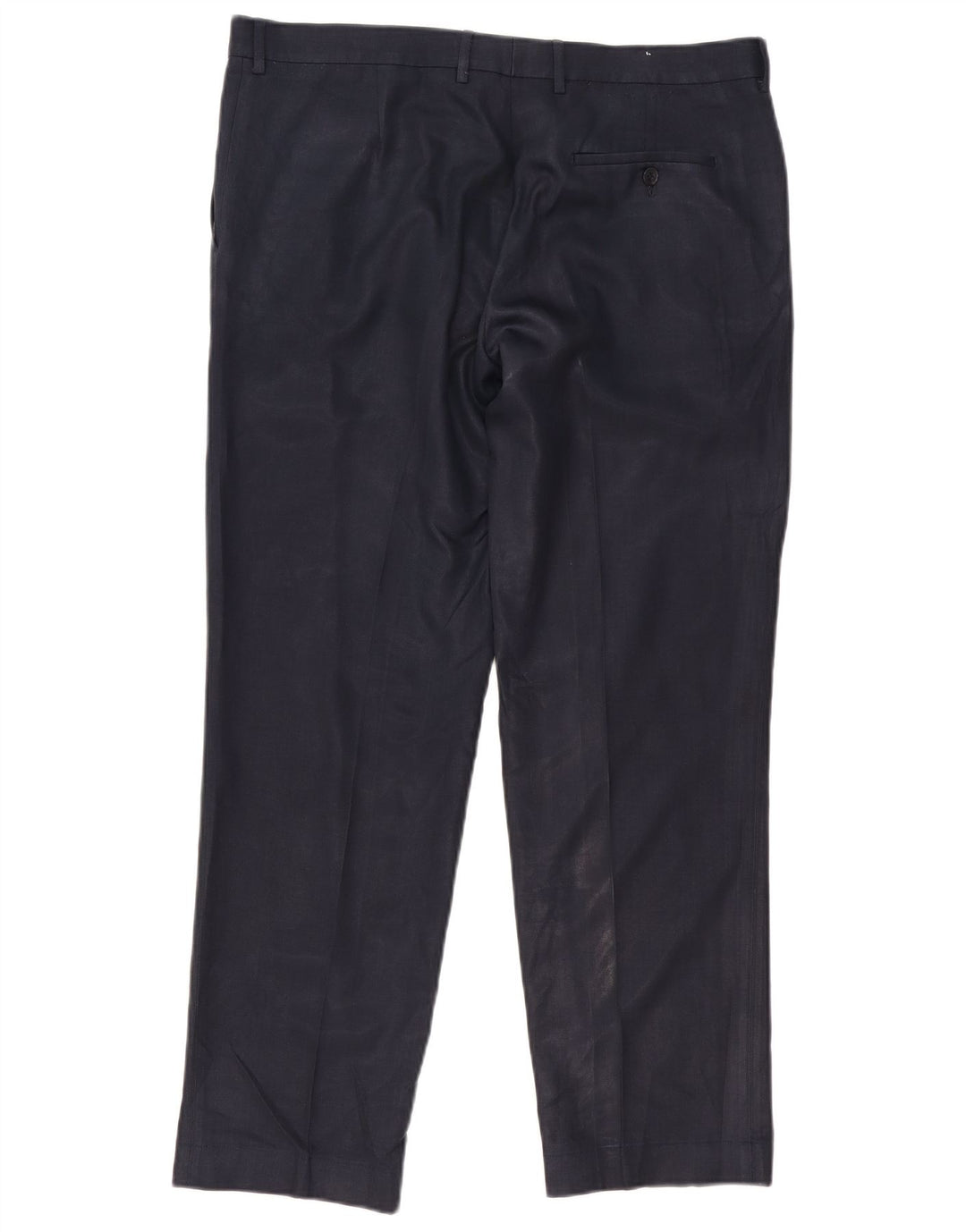 Marks & Spencer Mens Straight Suit Trousers W38 L31 Navy Blue Polyester