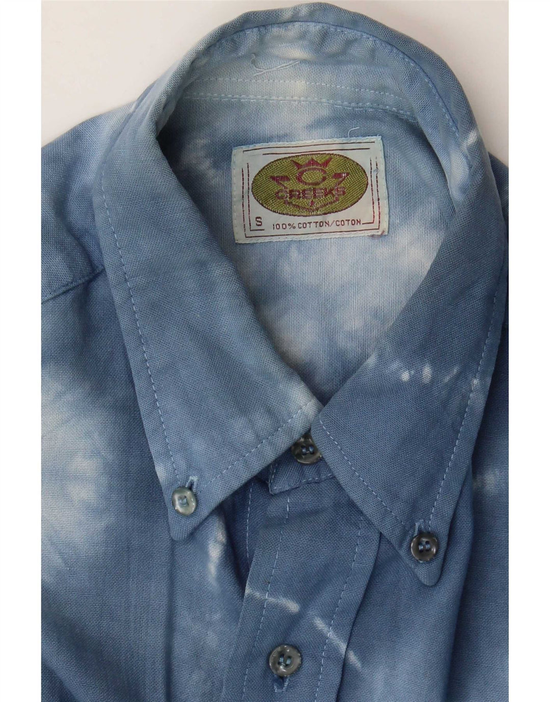 Vintage Mens Shirt Small Blue Tie Dye Cotton
