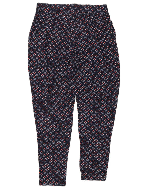 Marks & Spencer Dame Slim Trousers UK 12 Medium W30 L30 Navy Blue Floral