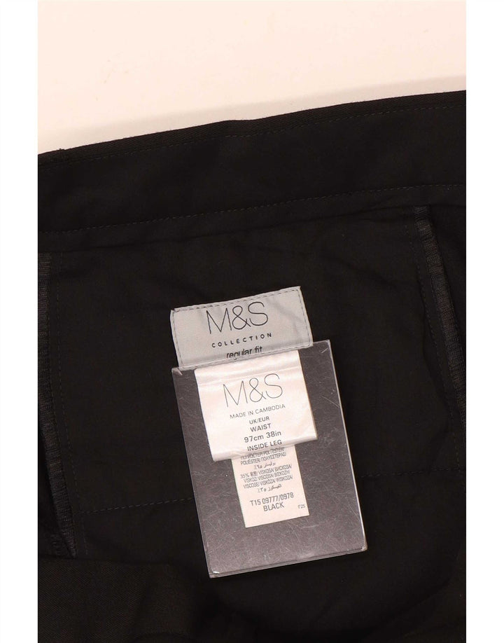 Мужские брюки-чиносы Marks & Spencer стандартного кроя W38 L31, черный полиэстер
