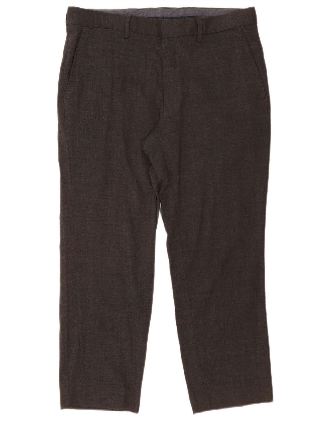 Pantaloni da abito dritti corti Marks & Spencer da uomo W34 L25 lana grigia