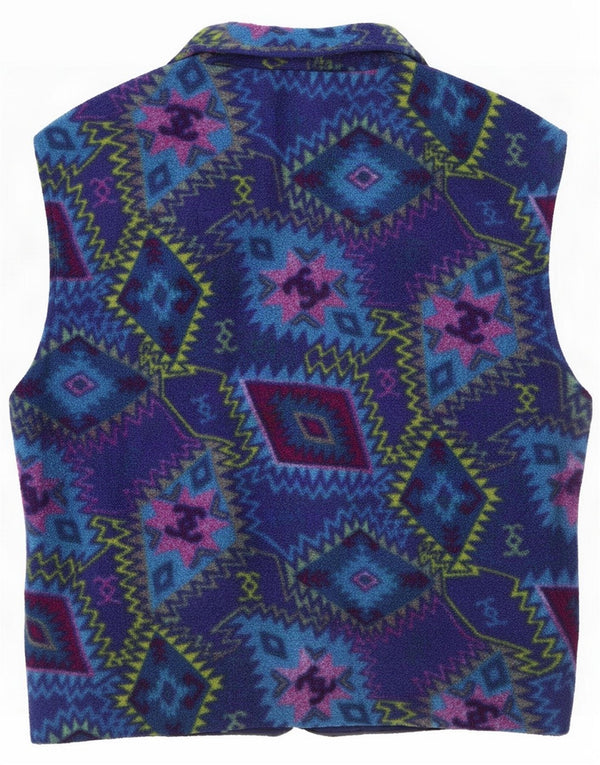 Damska kamizelka polarowa vintage UK 18 XL niebieska geometryczna