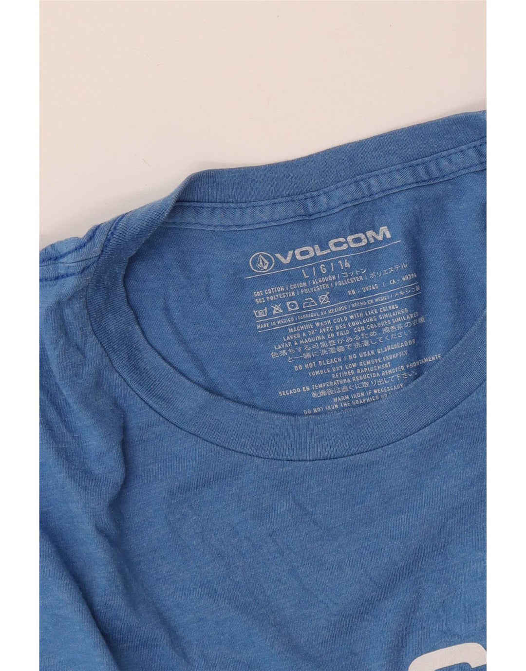 Volcom Mens Graphic T-Shirt Top Large Blue Cotton