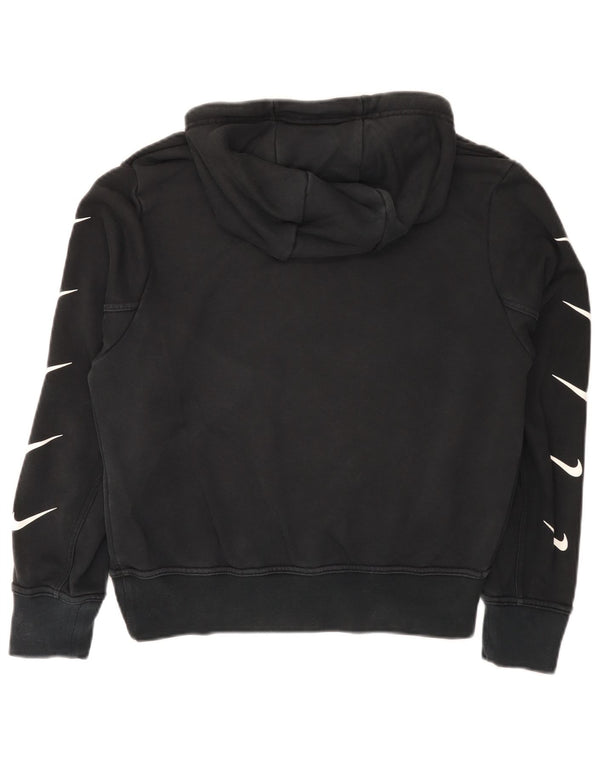 Nike Womens Graphic Hoodie Jumper UK 14 Medium Black Cotton