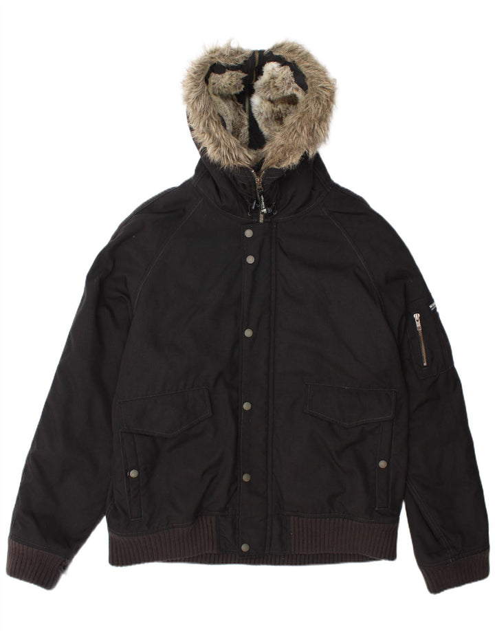 Woolrich Mens Hooded Padded Bomber Jacket UK 42 XL Black