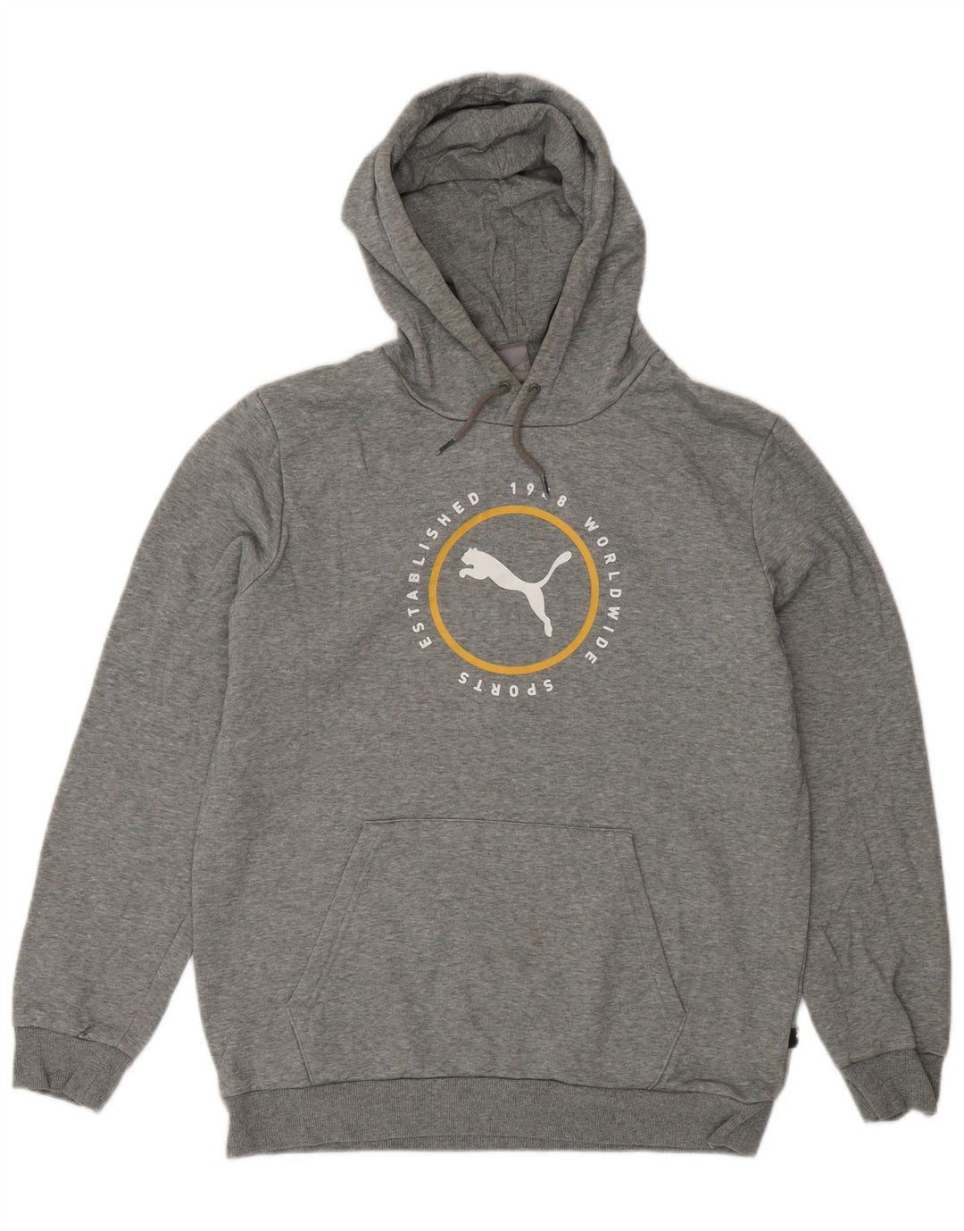 Felpa con cappuccio grafica PUMA da uomo in cotone grigio medio