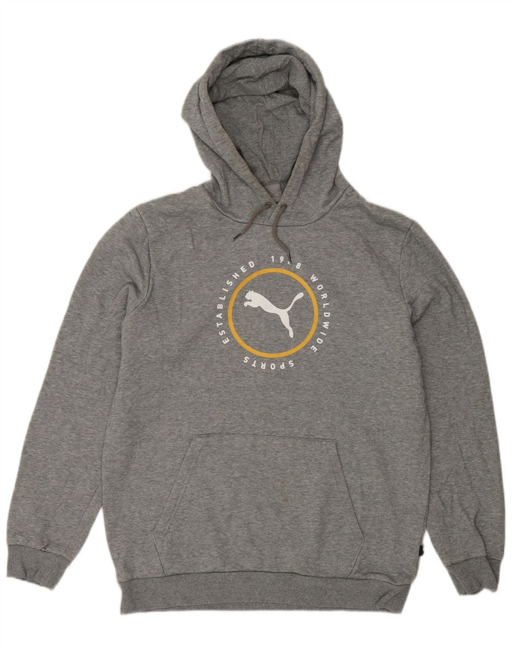 Felpa con cappuccio grafica PUMA da uomo in cotone grigio medio