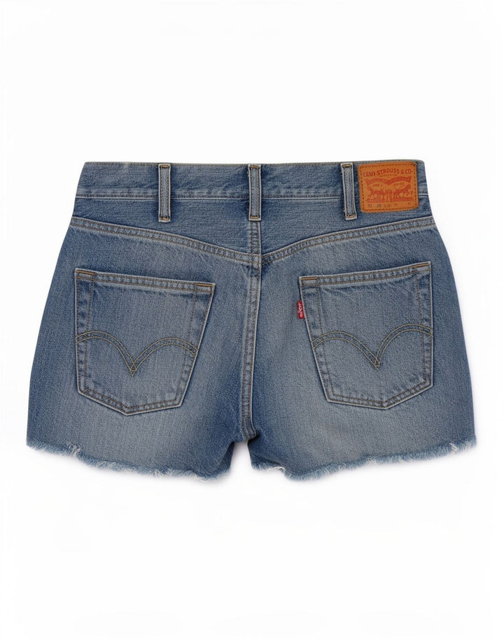 Женские джинсовые шорты Levi's 501 W28, хлопковые, среднего синего цвета