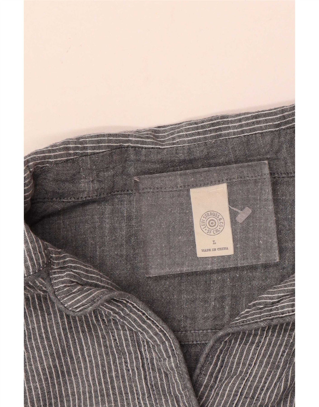 Levi's Womens Pullover Shirt Dress UK 16 Large Grey Pinstripe Cotton
