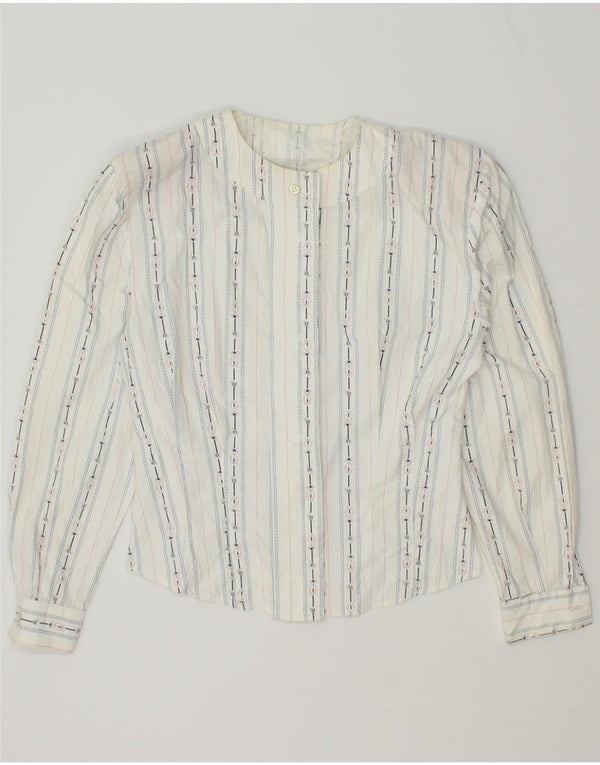 Bluză cămașă pentru femei VINTAGE UK 12 Bumbac cu dungi albe medii
