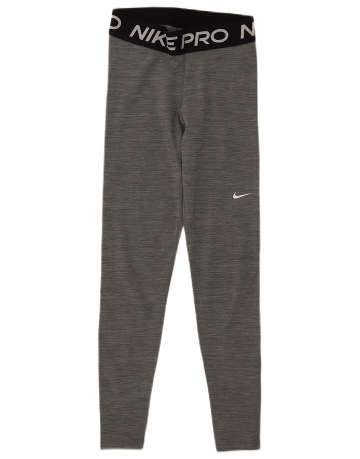 Nike Womens Dri Fit Graphic Leggings UK 8 Small  Grey Flecked