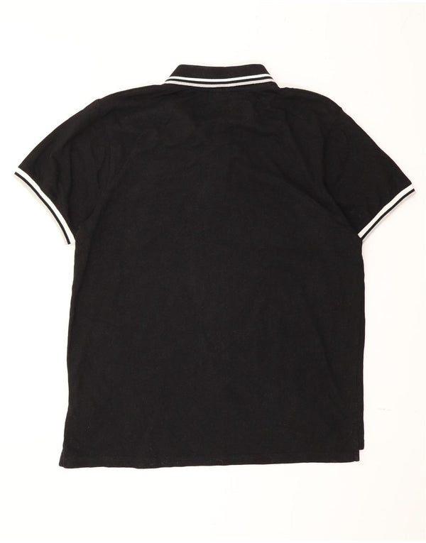 Fila Mens Polo Shirt XL Black Striped Cotton