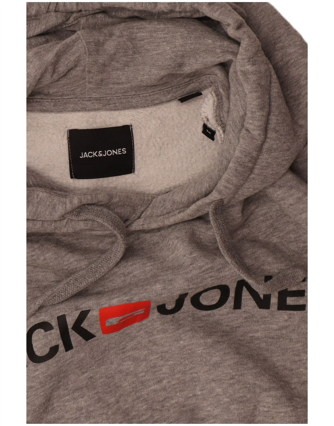 Jack & Jones Mens Graphic Hoodie Jumper Medium Grey Flecked