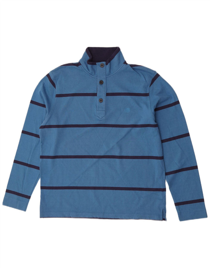 Marks & Spencer Herre Blue Harbor Sweatshirt Jumper Stor Blå Stribet