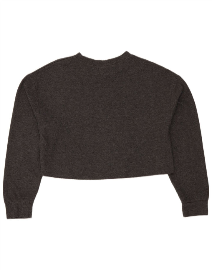 Zara Womens Trafaluc Crop Top Long Sleeve UK 14 Medium Grey Polyester