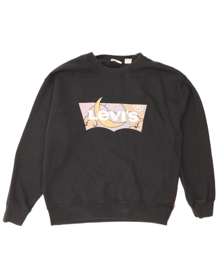 Levi's Damen-Sweatshirt in Übergröße mit Grafik, UK 14, mittelschwarz, Baumwolle