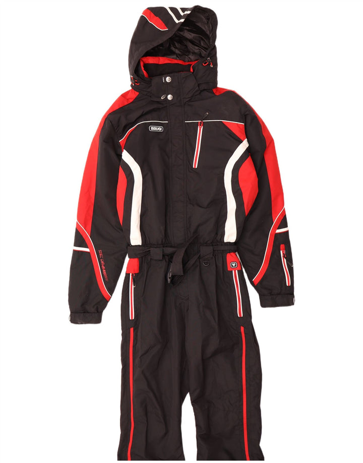 Brugi Mens Graphic Hooded Ski Jumpsuit Medium  Black Colourblock Polyamide