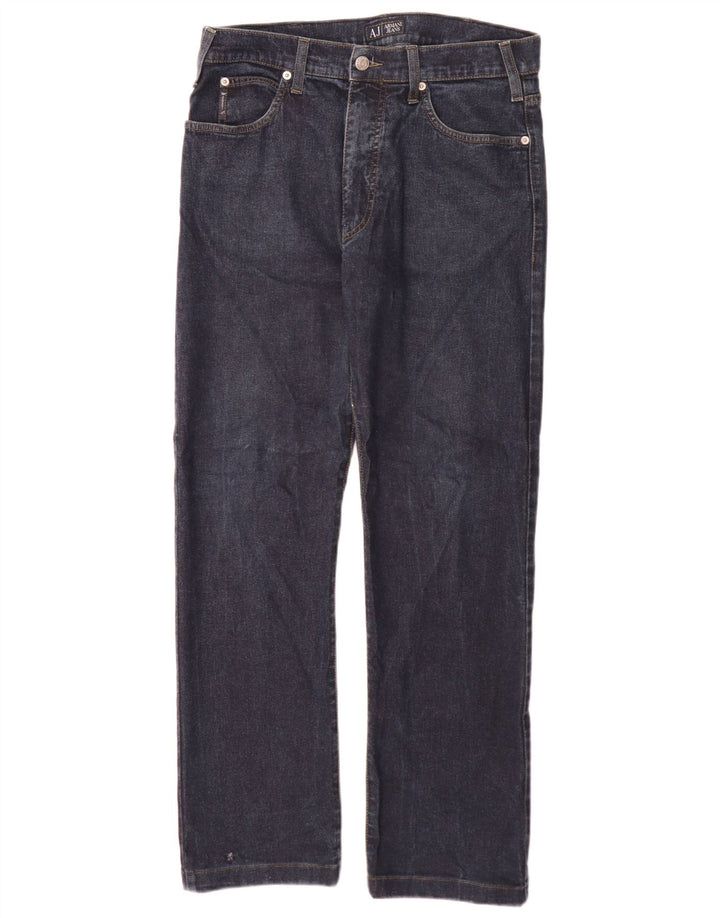 Armani Mens Straight Jeans W32 L30 Blue Cotton