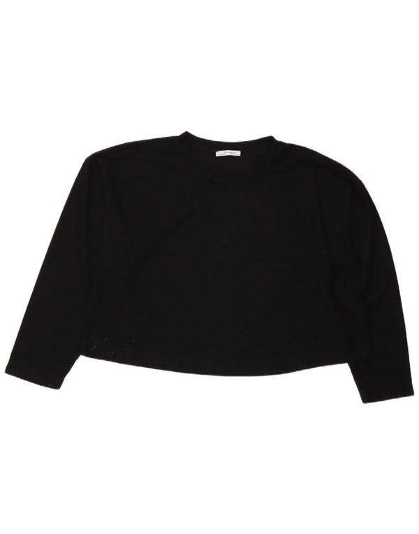 Zara női Trafaluc Crop túlméretezett felső, hosszú ujjú UK 10 kis fekete
