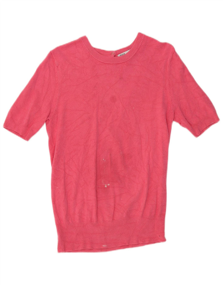 Zara Womens T-Shirt Top UK 16 Large Pink