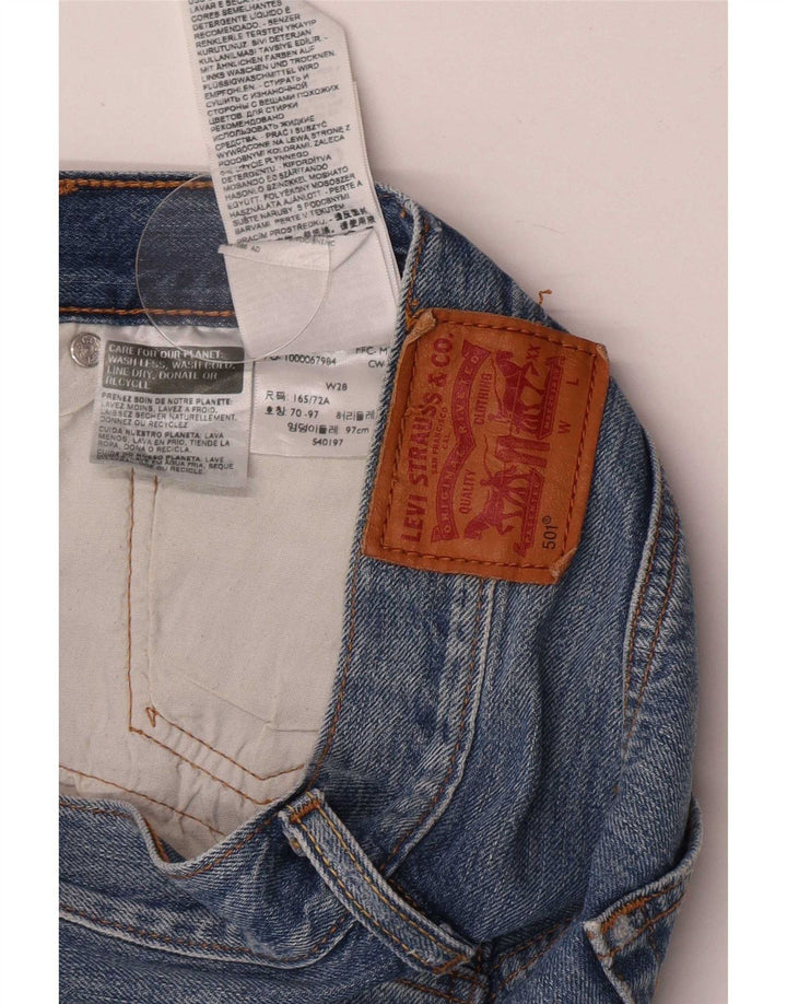 Женские джинсовые шорты Levi's 501 W28, хлопковые, среднего синего цвета