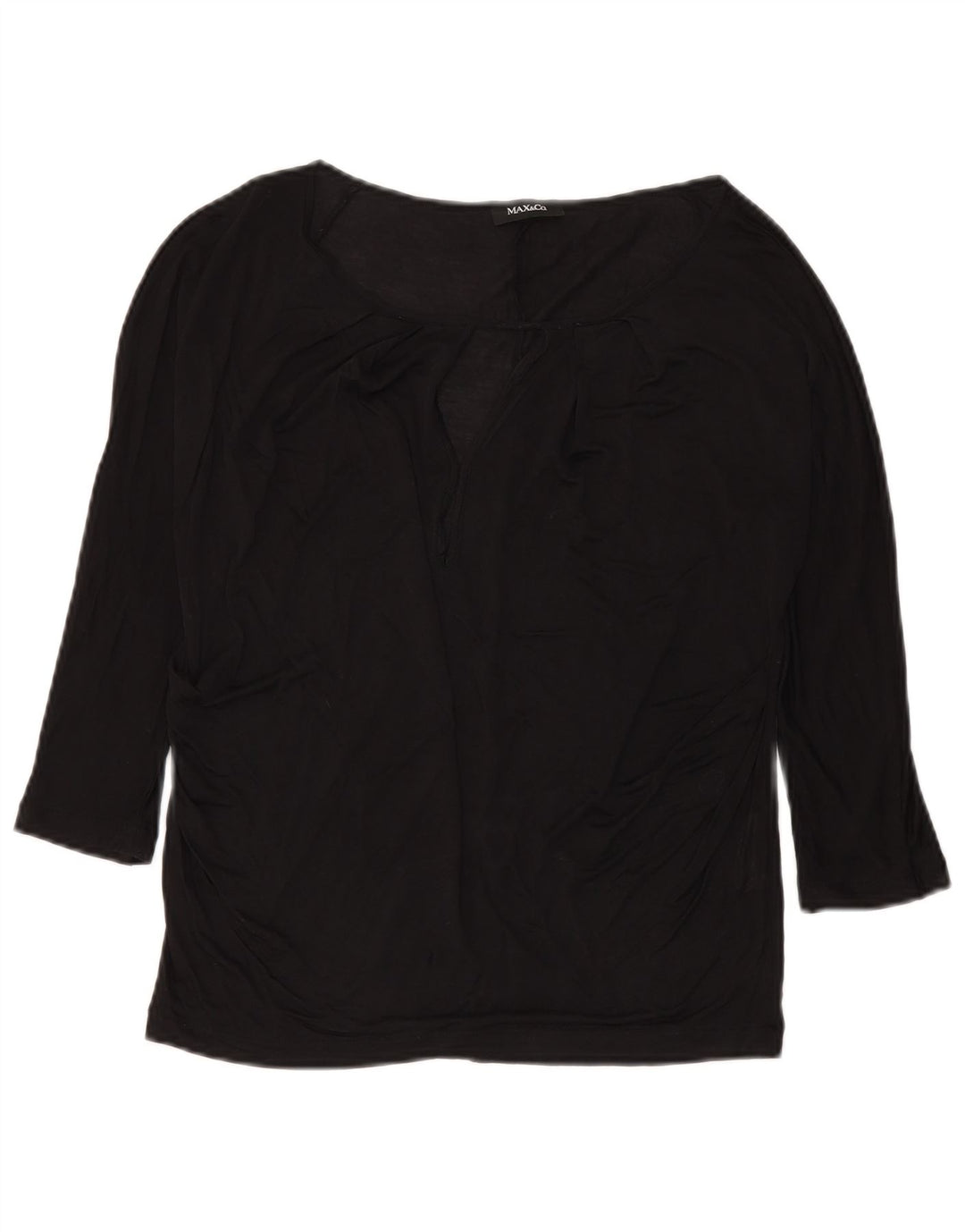 Max & Co. Damen-Top, 3/4-Ärmel, UK-Größe 14, Mittelschwarz, Seide