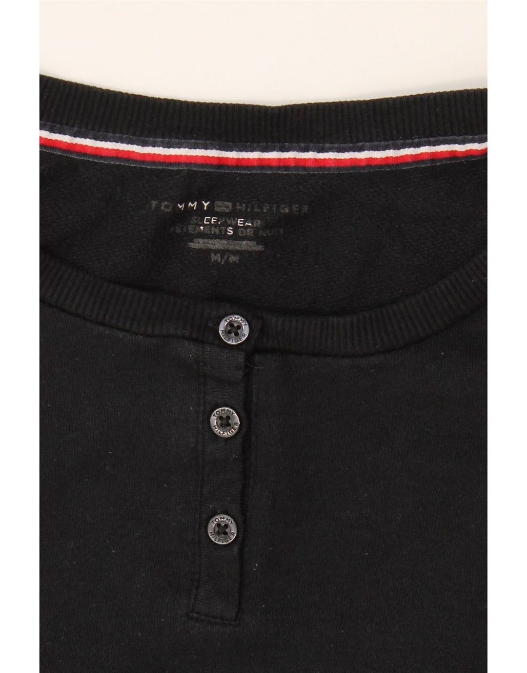 TOMMY HILFIGER Womens 3/4 Sleeve Sweatshirt Jumper UK 14 Medium Black Vintage Tommy Hilfiger and Second-Hand Tommy Hilfiger from Messina Hembry 