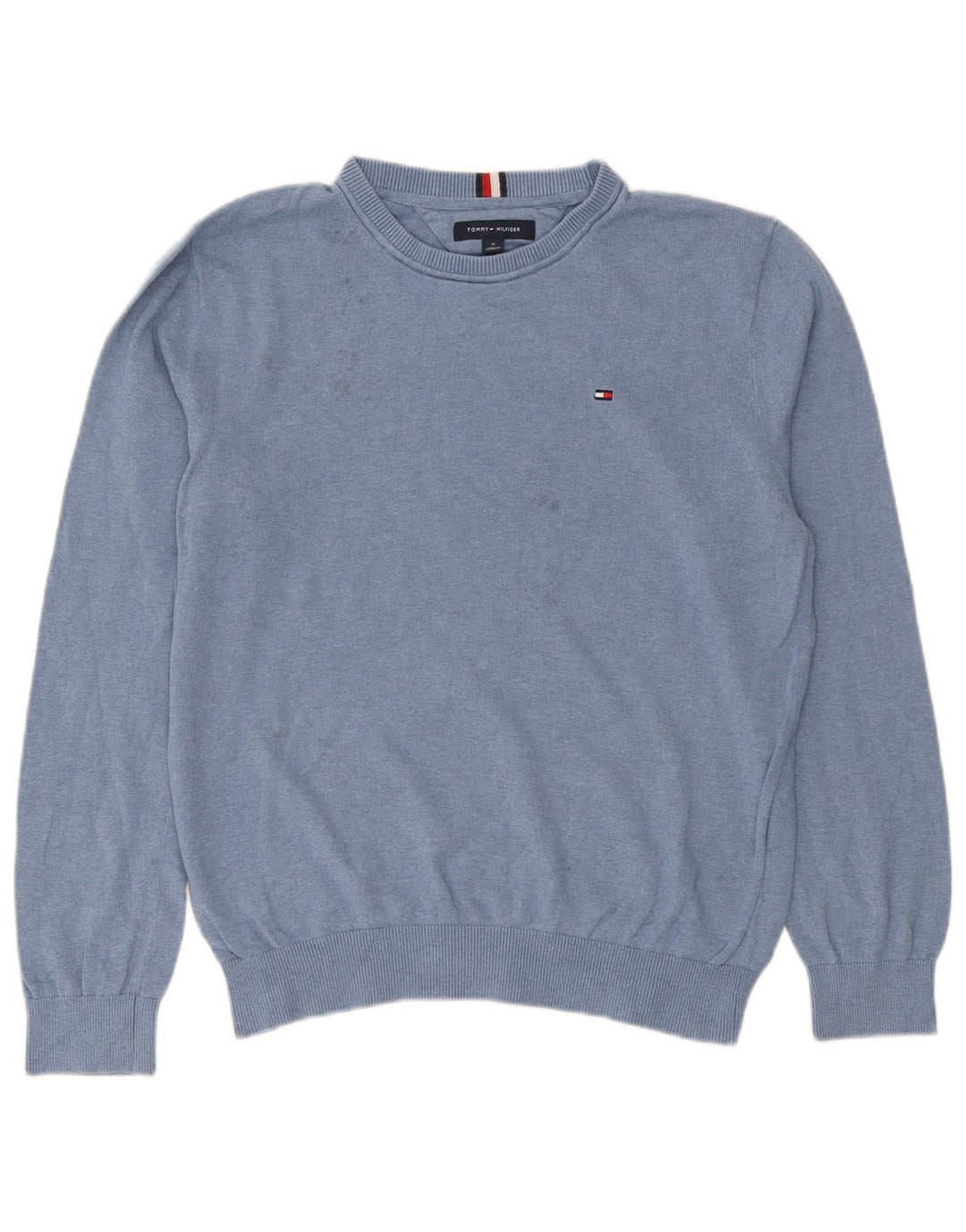 Tommy Hilfiger Mens Crew Neck Jumper Sweater Medium Blue Cotton