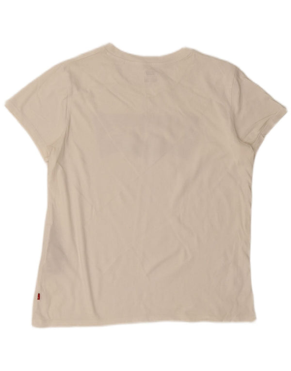 Levi's Camiseta gráfica para mujer Top UK 44 Grande Algodón blanco