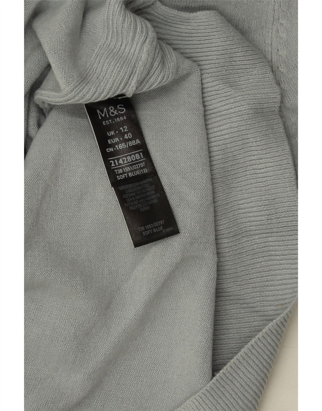 Marks & Spencer Womens Crew Neck Jumper Sweater UK 12 Medium  Blue Acrylic