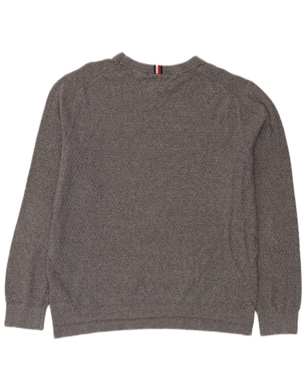 Tommy Hilfiger Herren-Pullover mit Rundhalsausschnitt, 3XL, graue Baumwolle