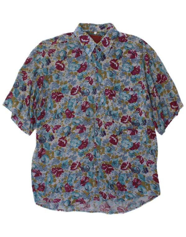 Mac Fashion Chemise à manches courtes pour homme Petit motif floral multicolore