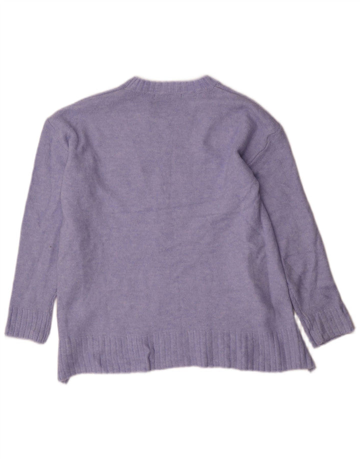 Marks & Spencer Womens Crew Neck Jumper Sweater UK 14 Medium Blue Acrylic