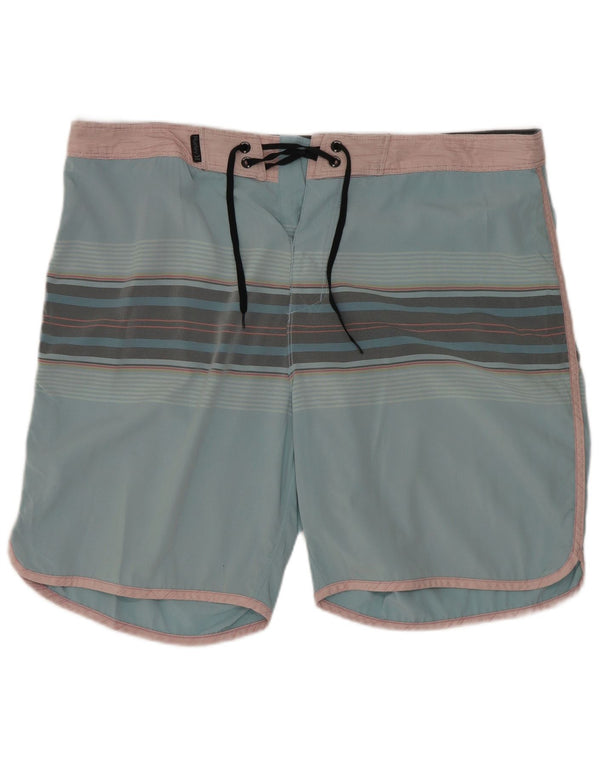Hurley Mens Swimming Shorts Large Blue Striped Polyester