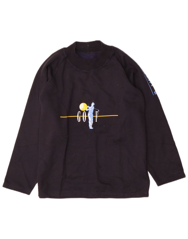 Vintage ανδρικό γραφικό φούτερ Jumper XL Navy Blue Acrylic