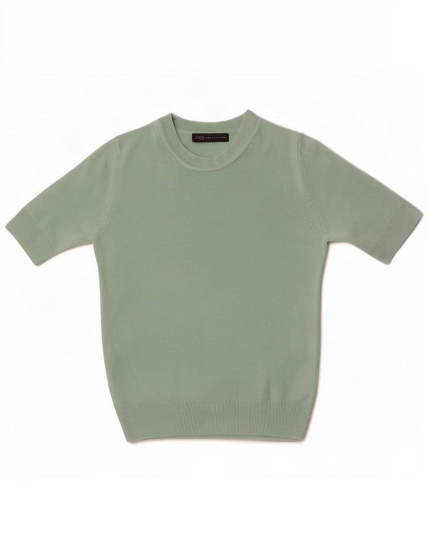 Marks & Spencer Womens Short Sleeve Crew Neck Jumper Sweater UK 6 XS Green