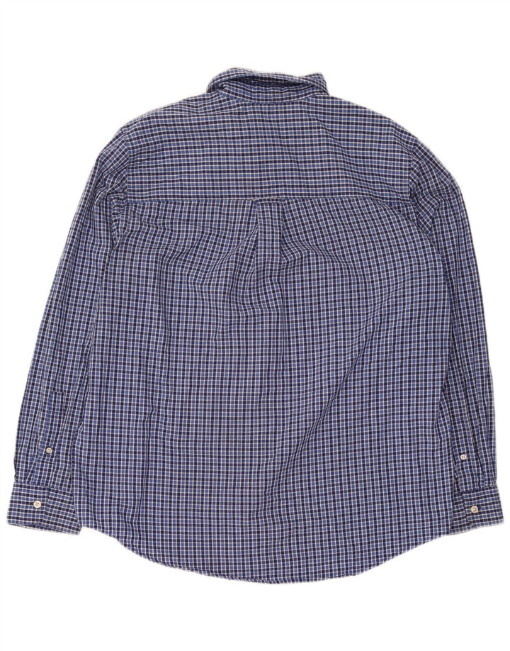 Chaps Herren-Hemd, pflegeleicht, groß, blau kariert, Baumwolle