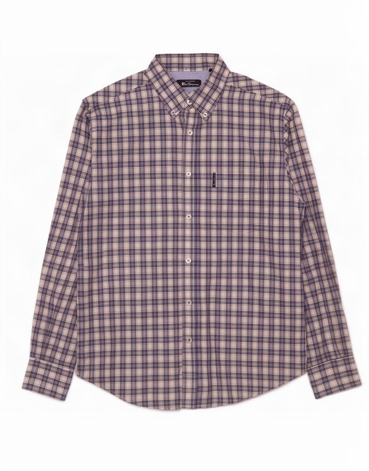Camicia da uomo Ben Sherman in cotone a quadri blu medio