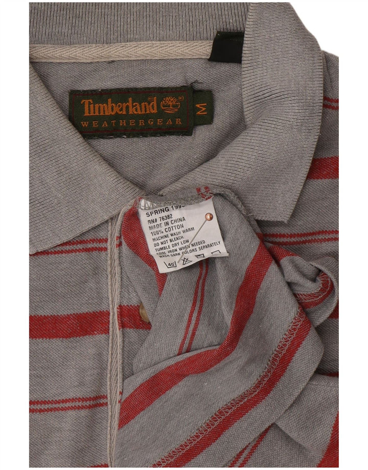 Polo da uomo TIMBERLAND in cotone a righe grigio medio