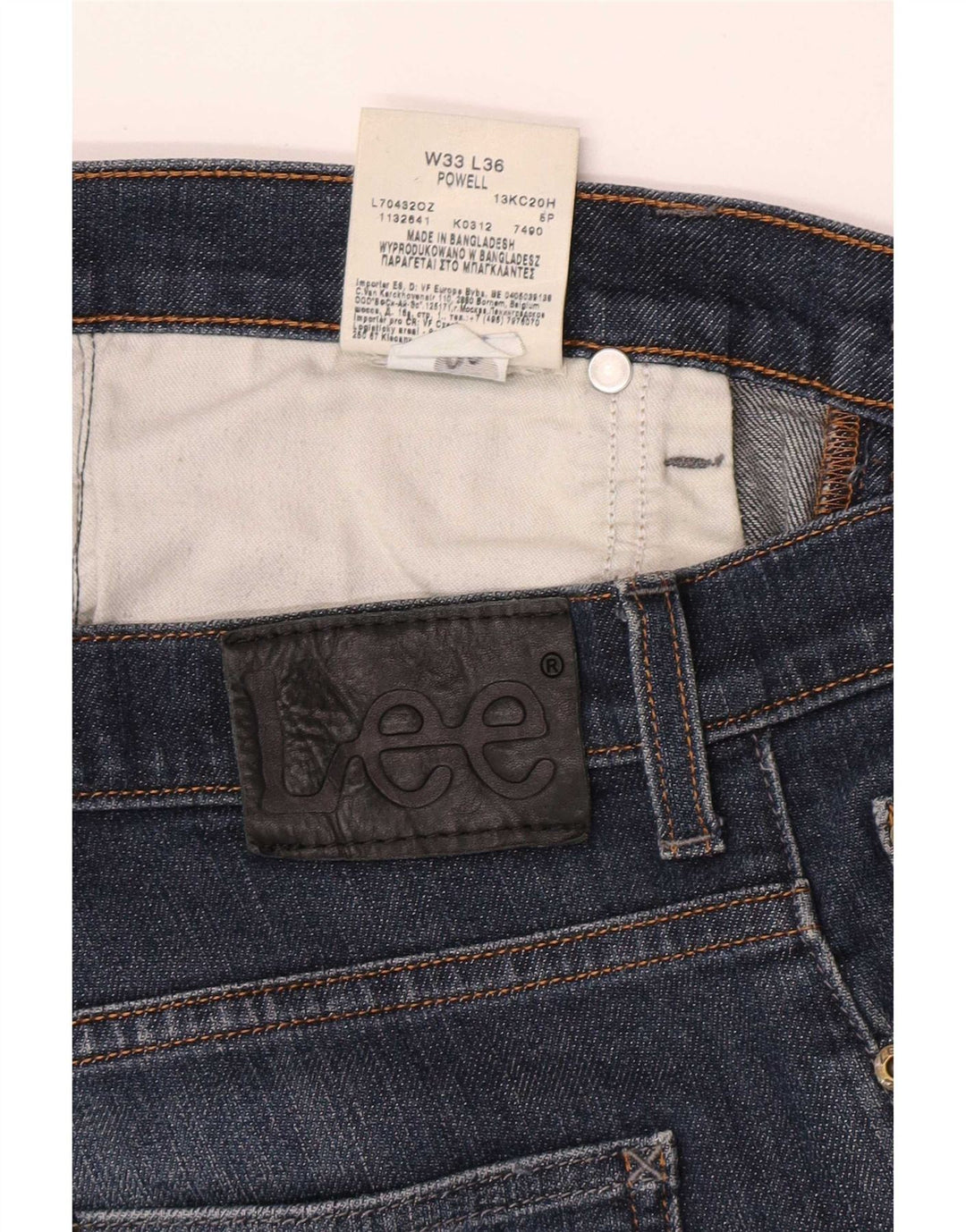 Lee Mens Powell Straight Jeans W33 L30 Blue Cotton
