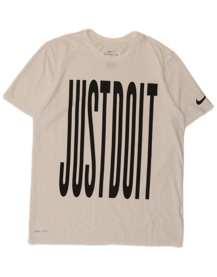 NIKE Mens Dri Fit Graphic T-Shirt Top Medium White
