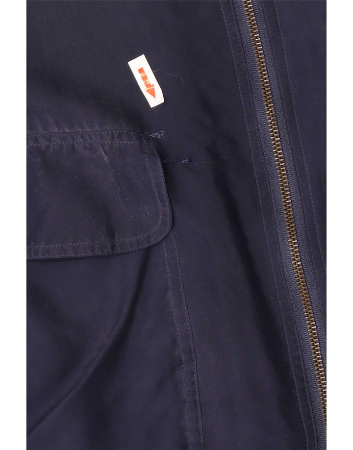 Leader Mens Bomber Jacket UK 42 XL Navy Blue Silk