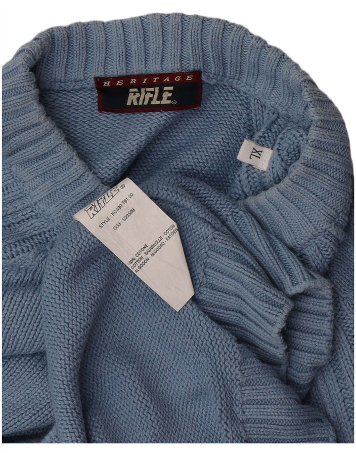 Rifle Mens Crew Neck Jumper Sweater XL Blue Cotton