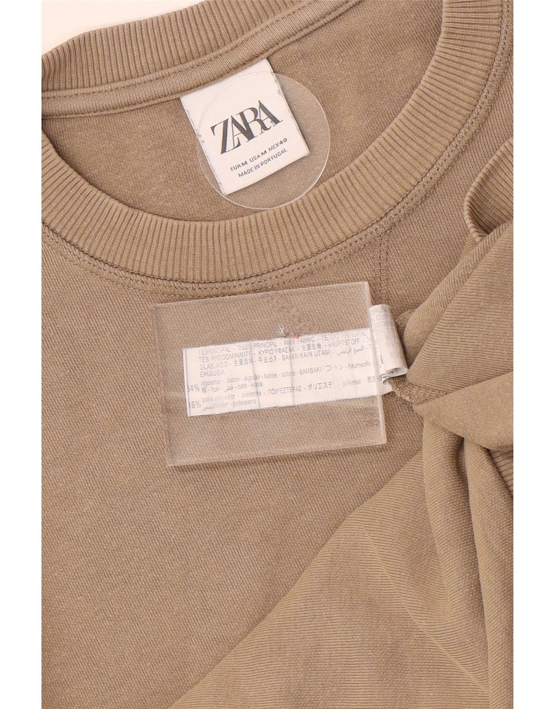 Zara Herre Sweatshirt Jumper Medium Beige Bomuld