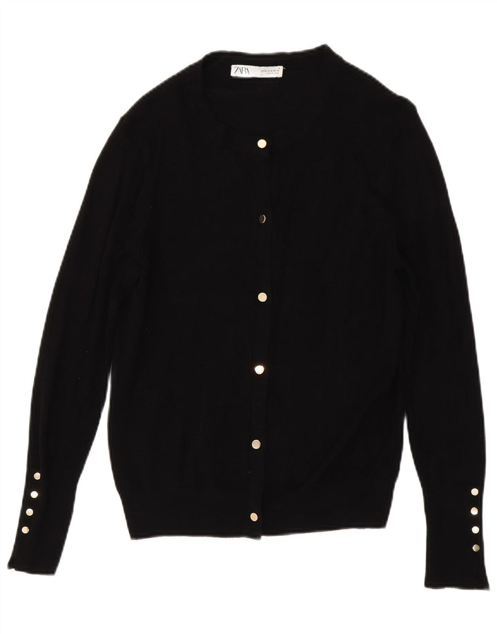 Zara Womens Cardigan Sweater UK 12 Medium Black Viscose