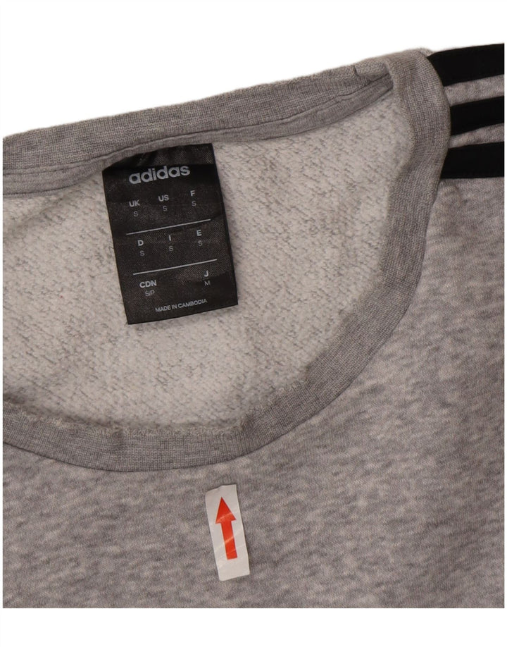 Adidas Mens Graphic Sweatshirt Jumper Small Grey Flecked Cotton