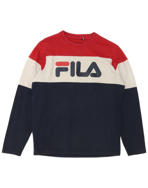 Męska bluza z grafiką Fila, mała, wielobarwna, bawełniana z blokami kolorów