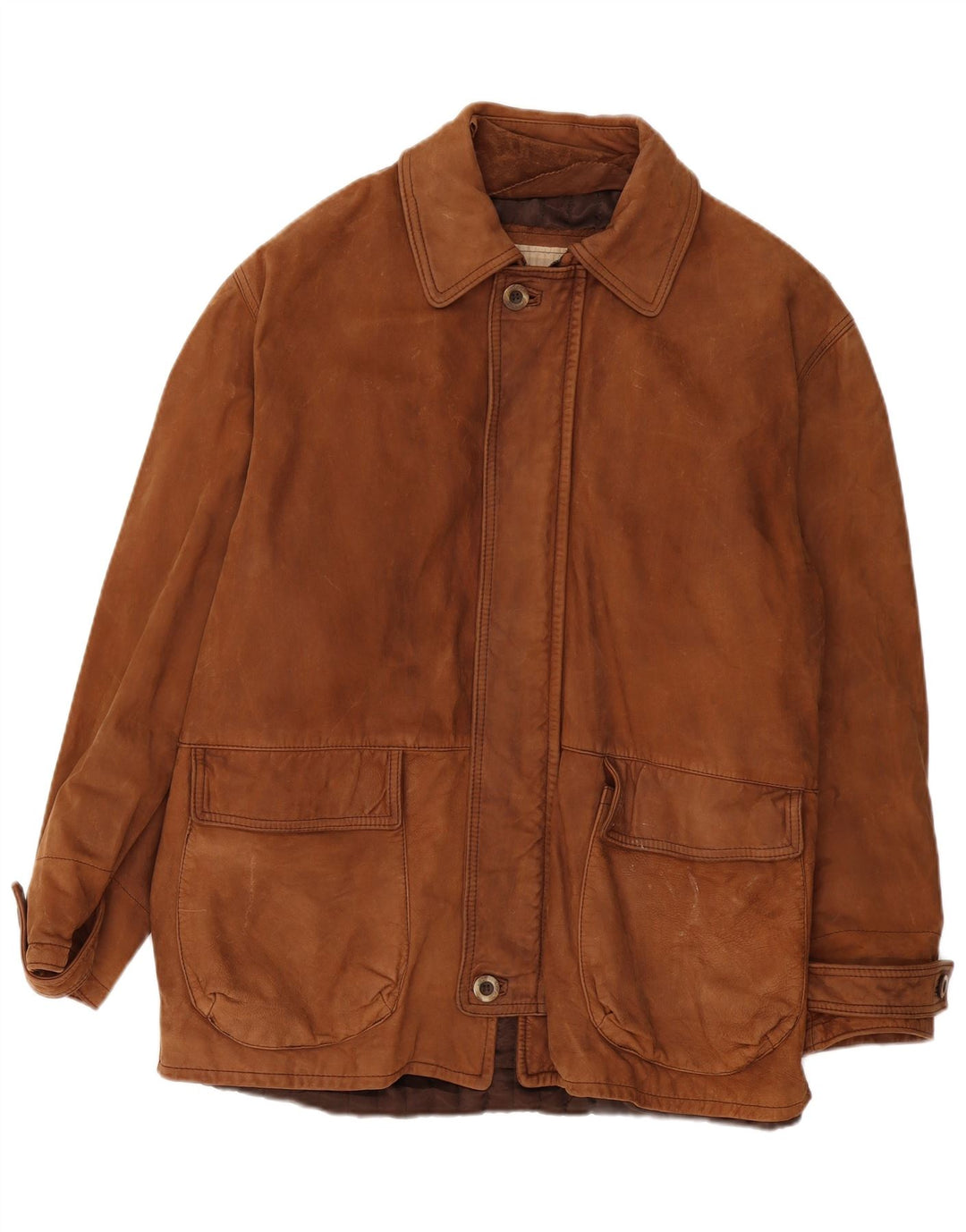 VINTAGE Læderfrakke til mænd UK 42 XL Brun