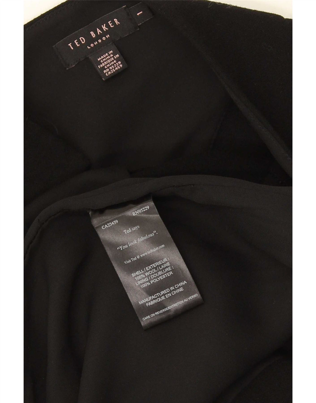 Ted Baker Womens Bodycon Dress Size 1 XS Black Wool